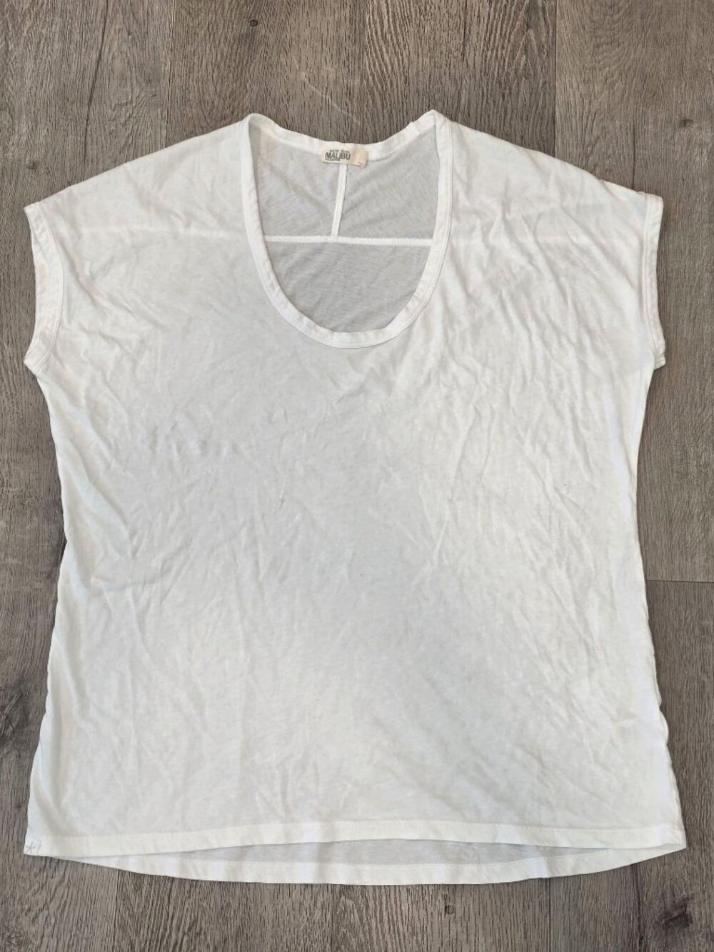 Barefoot Dreams Malibu Collection White Cotton Womens T-Shirt Size M Lightweight